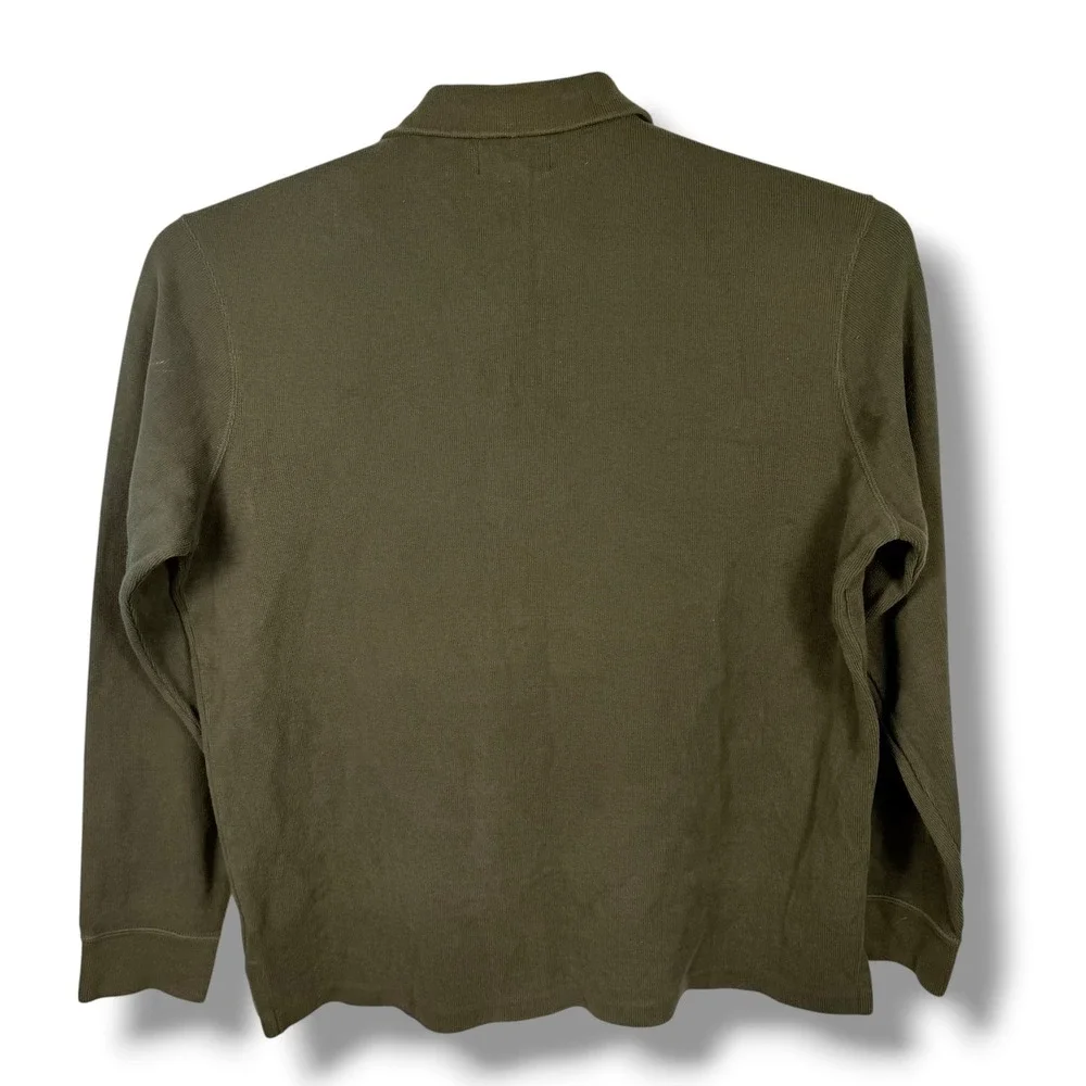 Polo Ralph Lauren Quarter Zip Men XL Olive Green Vintage 90s Cotton Sweater Pony